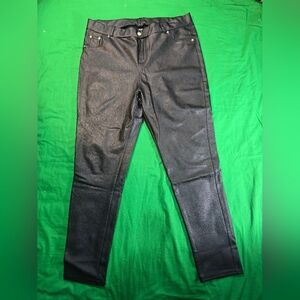 Tagod Women Black Faux Leather Pants Size 2XL